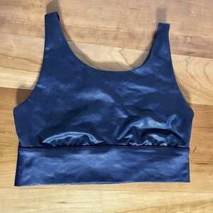 Aerie Offline By Aerie Womens Small Navy Shiny Spirts Bra Stretch Medium Support